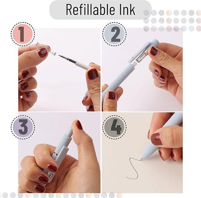 Mr. Pen - Retractable Fine Point Gel Pens, 6 Pack, Morandi Barrels, Fast Dry Ink, Cute Aesthetic Pens for Journaling