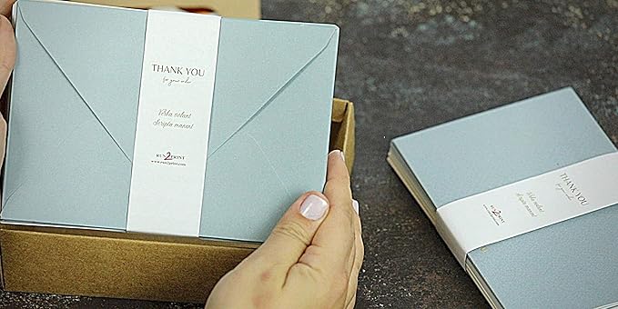 RUN2PRINT (36 Pack Thank You Cards With Envelopes & Foil Stickers - Elegant Dusty multicolored Emboss Gold Foil Pressed - Blank Notes Wedding, Bridal, Baby Shower, Business and Formal All Occasion Cards