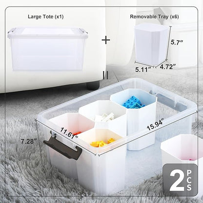 Citylife 17 QT Plastic Storage Bins Clear Storage Box with Lids Multipurpose Stackable Storage Containers for Organizing Tool, Craft, Crayon, 2 Packs