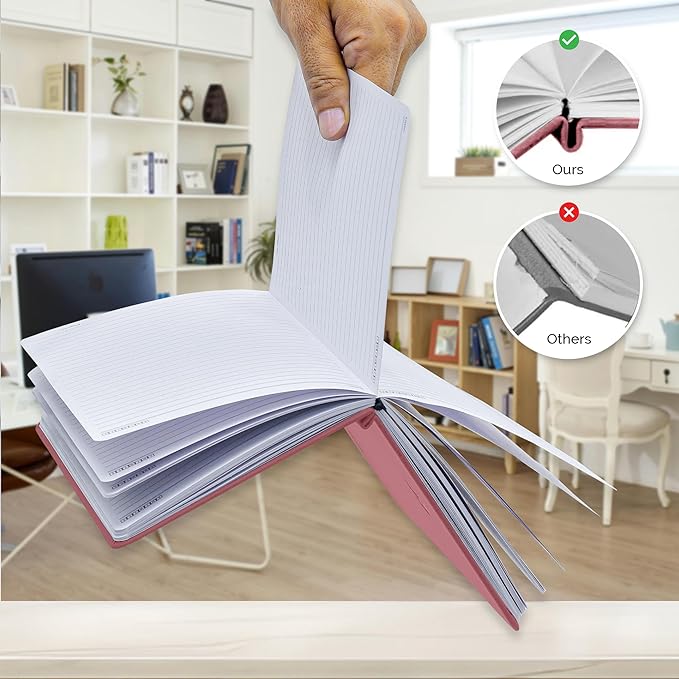 Nextnoid Hardcover Lined Notebook Journal - 120 GSM Thick Paper, Medium A5(5.7" x 8.3"), 160 Pages - Perfect For Writing, Journaling and Note-Taking (Pink,Ruled)