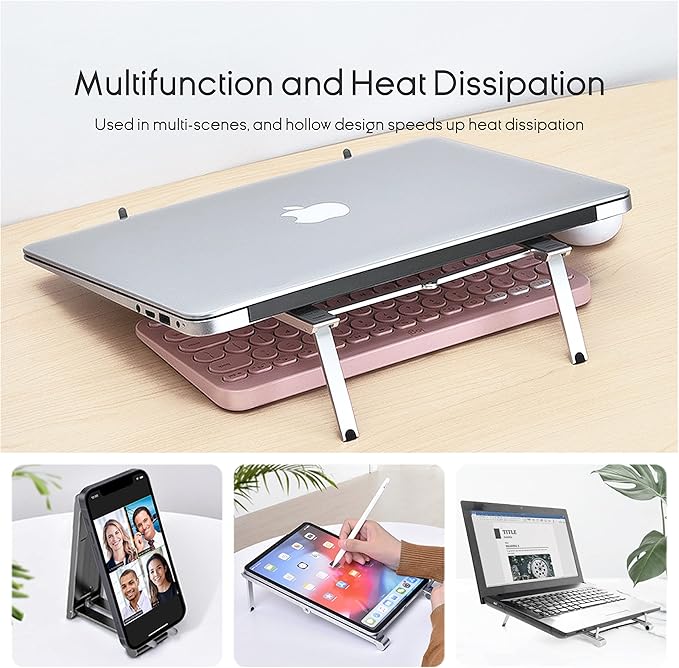 Magic X1, Mini 3-in-1 Multi-Function Laptop Stand, Pocket Size Adjustable Stand, fit Your Phone, Tablet, and Laptop(16'' and Below), Multi Angles Aluminum Ergonomic Device Riser