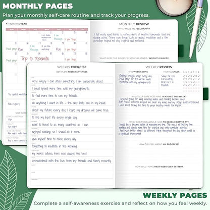 Clever Fox Self-Care Journal – Wellness & Daily Reflection Notebook – Mental Health & Personal Development Journal – Self-Care, Meditation & Mood Journal for Women & Men – Large (Forest Green)