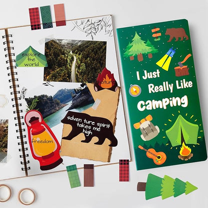 I Just Really Like Camping Sticky Notes Set, 550 Sheets, Camp Adventure Self-Stick Note Pads Tree Bear Tent Writing Memo Pads Page Marker Student Classroom Back to School Gift Office Supplies