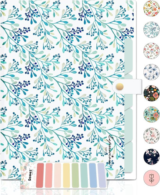 Sooez File Folders Organizer, Folders with 5 Pockets, Folders for Documents w/Sticker, Accordion File Organizer, Paper Receipt Bill Filing Organizer, School College Office Travel Essentials Supplies