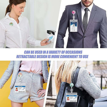 Retractable Badge Reel Clip, Badge Holder with Alligator Clip, Cute Badge Clip on ID Name Card Holders for Nurse Doctor and Office (3Pack Floral Flowers)