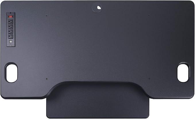 Rocelco 46" Standing Desk Converter with AC USB Charger and Dual Monitor Stand - Height Adjustable Three Screen Riser Computer Workstation - Sliding Keyboard Tray - Black (R DADRB-46-ACUSB-DM3)