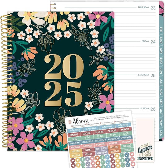 bloom daily planners 2025 (8.5" x 11") Calendar Year Day Planner (January 2025 - December 2025) - Weekly/Monthly Dated Agenda Organizer with Stickers & Tabs - Blooming Wildly