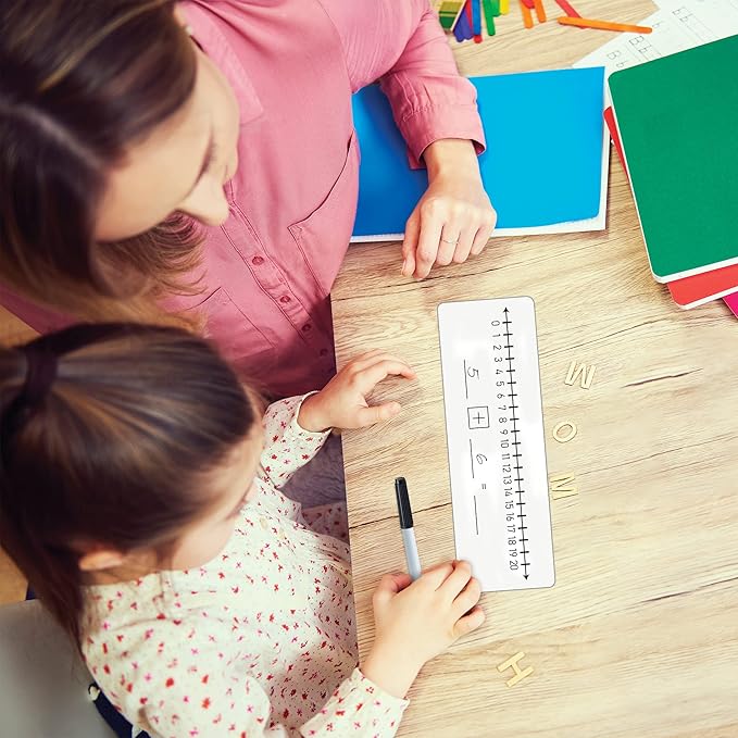 SCRIBBLEDO 10 Pack Dry Erase Number Line White Boards 4x12 Inch Lapboard Double Sided Whiteboard Numbers 1 Thru 10 and 20 I Math White Board for Kids Students Classroom Addition Subtraction Division