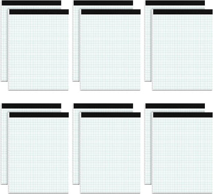 Graph Paper Pad 8.5 x 11, 12 Pack Graph Paper Notebook, 4x4 Graph Ruled, Grid Paper Pad 8-1/2" x 11", Blueprint Quadrille Pads, Grid Paper Notebook 8.5 x 11, White 70 GSM Graft Paper, 30 Sheets/Pad