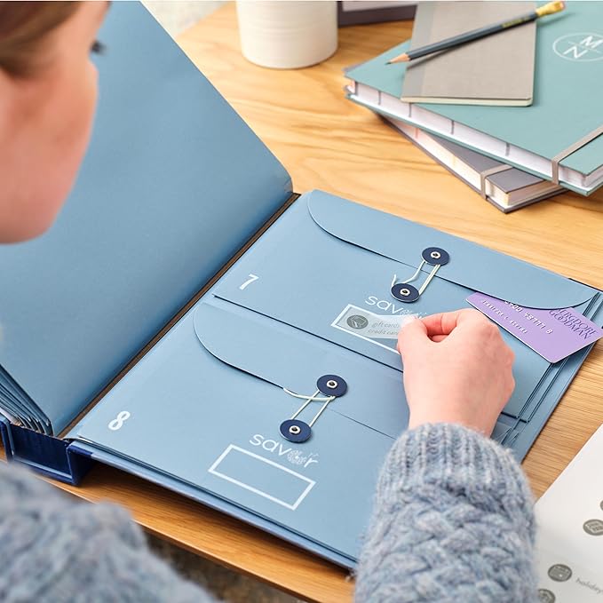 Savor | 2025 Updated Edition The Folio™ Document Organizer|Custom Dyed Cloth Bound Expanding File Folder for Important Papers, Emergency Binder,Birth Certificates,Social Security Cards, and Passports