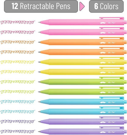 Mr. Pen- Retractable Gel Pens, 12 Pack, Bright Color Ink Gel Pens, Gel Pens Fine Point, Retractable Pens, Cute Pens, Gel Ink Pens, Aesthetic Pens for Journaling Fine Tip Pens