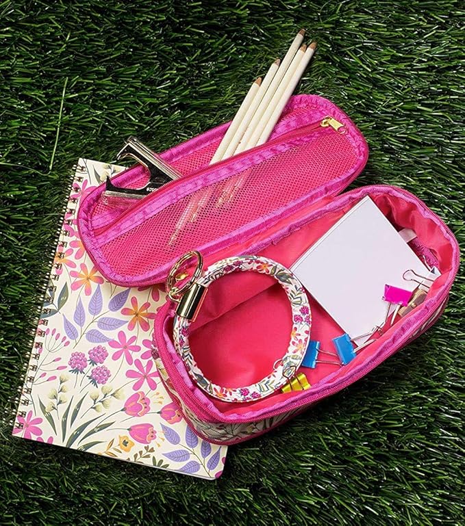 Steel Mill & Co Cute Pink/Purple Floral Mini Spiral Notebook, 8.25" x 6.25" Journal with Durable Hardcover and 160 Lined Pages, Wildflowers