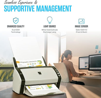 FI-6130 FUJITSU Document Scanner Bundle - 1 Year Warranty - Fujitsu Document Scanner with 24V AC Adapter, USB 2.0 Cable & Microfiber Cleaning Cloth (Renewed)