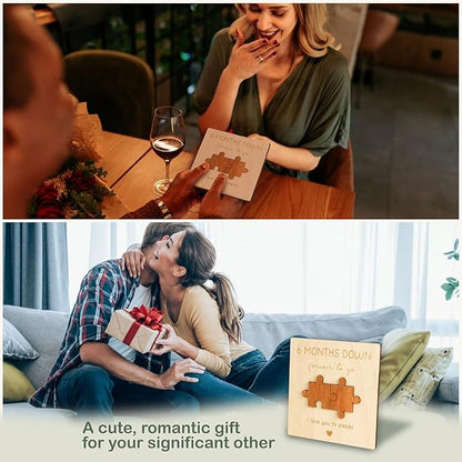 6 Month Anniversary Card Gift for Boyfriend Girlfriend - Happy 6 Month Anniversary Wedding Gifts for Him Her, Wood Half A Year Greeting Cards, Six Months Marriage Presents for Couple