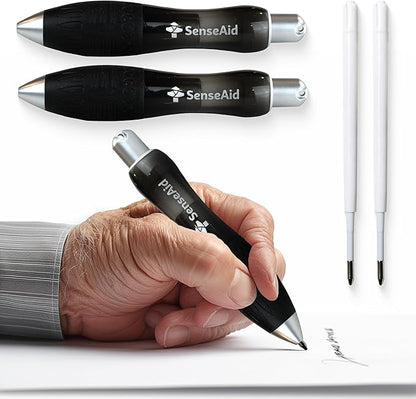Fat Heavy Weighted Pens | Set of Two Super Big Pens Including TWO BONUS INK REFILLS | Large Wide Grip Pens Aids Writing For Those With Arthritis, Parkinson's, Carpal Tunnel & Essential Hand Tremors