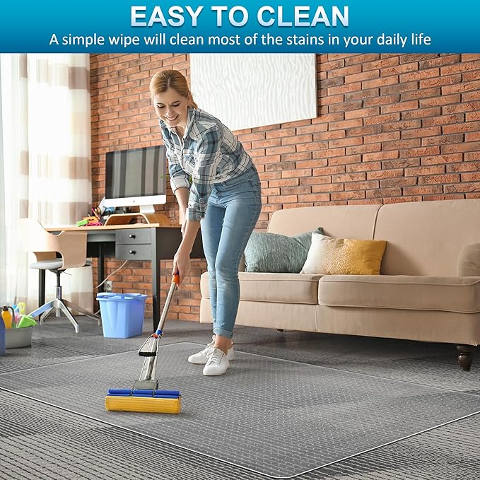 Office Chair Mat for Carpets, Desk Chair Mat for Low Pile Carpeted Floors, Heavy Duty Transparent Office Floor Mat for Office Chair on Carpet, for Work, Home, Gaming (36" X 48" Rectangle)