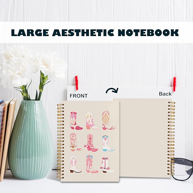 BearCake Cowgirl Notebook,Cowgirl Gifts,Western Office Supplies, Western Stuff for Women, Pink Cowgirl Notebook,Cowgirl Preppy Notebook,Cowgirl Stuff, Boho Western Notebook,Western Journals for Women 5.5x8.3