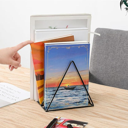 Goiio 4 Pcs Triangle File Holder, 5 Slot Metal Magazine Holder, for Office Home, Black