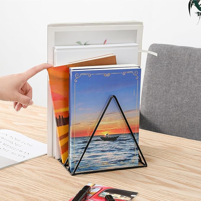 Goiio 2 Pcs Triangle File Holder, 5 Slot Metal Magazine Holder, for Office Home, Black