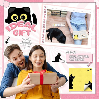 9 Pads Cute Sticky Notes Cartoon Animal Self Stick Notepads 3x3 Inches Notes Adhesive Memo Pad Office Decor Gifts for Students School Office Meeting(Black Cat)