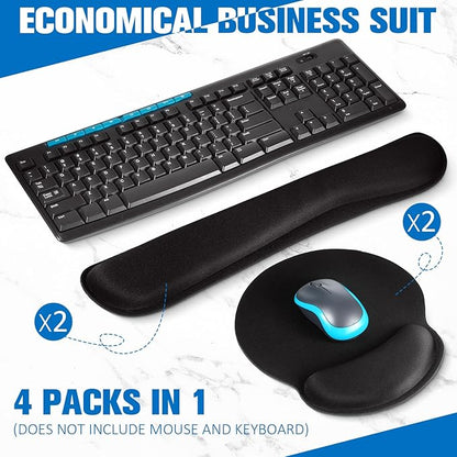 Yunsailing 4 Pcs Ergonomic Mouse Pad and Keyboard with Wrist Support Set Soft Smooth Gel Rest Comfortable Memory Foam for Easy Typing Gaming Computer Laptop Office Home
