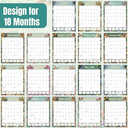 Gannyfer 2025 Wall Calendar, Large Wall Calendar Jul 2024-Dec 2025, 18 Months 17"x22" Yearly Calendar with Plastic Cover, Thick Paper, Monthly Planner Hanging Calendars for Home School, or Office - State Floral (6 Funny Stickers)