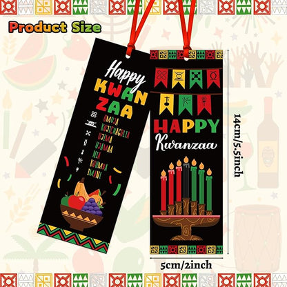 Haooryx Happy Kwanzaa Bookmarks - 120Pcs African Traditional Heritage Kwanzaa Festival Bookmark Kwanzaa Book Marks for Home Kwanzaa Holiday Party Celebrates Decoration Classroom Inspirational Supplies