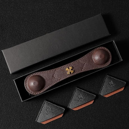 Book Weight Page Holder Heavy Genuine Leather Book Open Holder for Men Women Cookbook Weighted Bookmarks Gift Writer (BPH02-Black1)