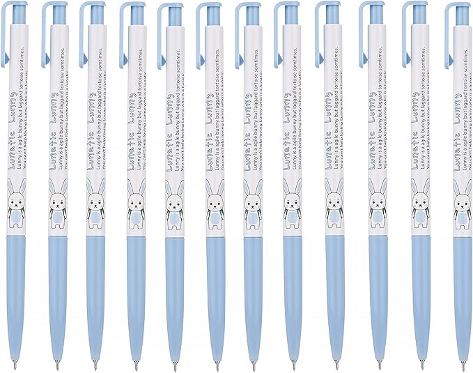 ZEESOON Xeno Lunatic Lunny 0.38mm Slim Ball Point Pen Dozen Box 12 Pcs, Made in Korea (Blue 12pcs)
