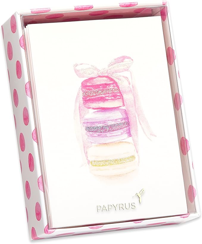 Papyrus Blank Cards with Envelopes, Stack of Macarons (14-Count)