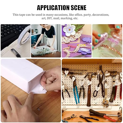 Double Sided Tape for Crafts, Double-Sided Tape for Arts, Scrapbook Supplies, Photography, Gifts Box, Scrapbooking, Card Making, Paper Backing, Tear-by-Hand, 6 Roll Heavy Duty Multi-Size Adhesive Tape