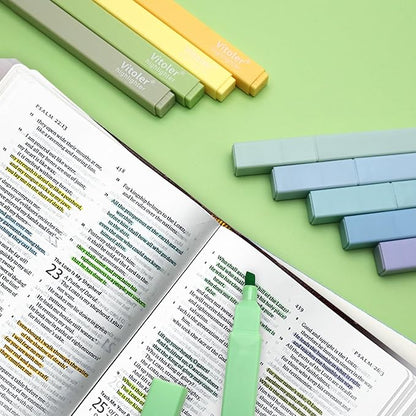 Vitoler 10Pack Bible Highlighters, Cute Assorted Colors Pastel Highlighters No Bleed Chisel Tip Highlighters for Aesthetic School Supplies