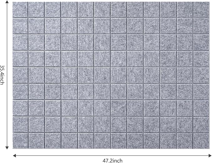 Large Cork Board for Wall 48" X 36", 12 Pack Felt Wall Tiles Bulletin Board Cork Boards for Walls, Felt Board Pin Board Tack Board Corkboard for Office (Light Grey)