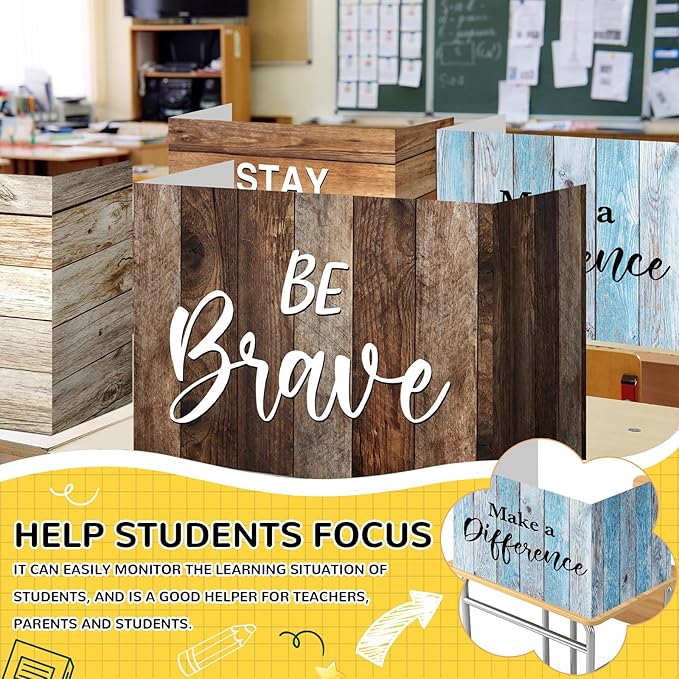 Honoson 24 Pcs Bulk Inspirational Privacy Folders for Students Cardboard Test Privacy Boards Motivational Words Desk Dividers Shield for Classroom School Study Supplies, 6 Styles(Farmhouse)