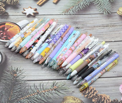 YIKANGHENG 50 Pcs Fine Point Cute Pens With a Pen Holder, 0.5mm 50 Different Random Styles Black Ink Kawaii Gel Pens for Office, Study, Gift and Home Supplies (50)