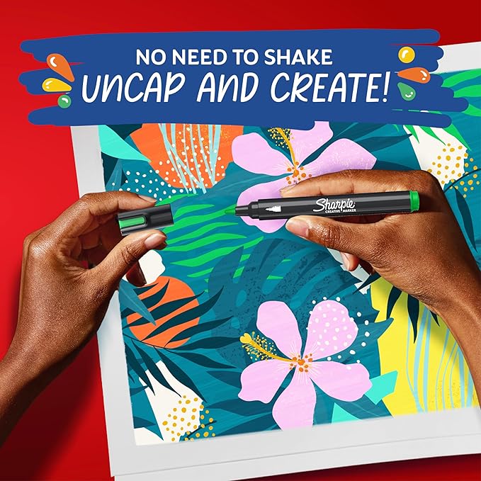 Sharpie Acrylic Creative Markers, Bullet Tip, Vibrant Assorted Colors, Non-Bleeding Water-Based Ink, Pack of 12