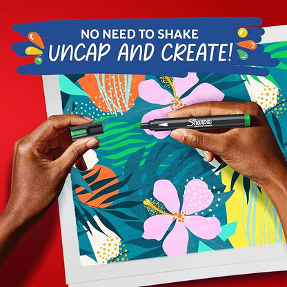 Sharpie Acrylic Creative Markers, Bullet Tip, Vibrant Assorted Colors, Non-Bleeding Water-Based Ink, Pack of 12