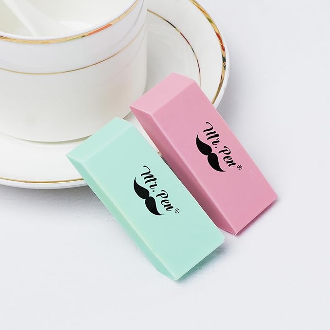 Mr. Pen- Erasers, 24 Pack, Pastel Colors Pencil Eraser, Erasers for Pencils, Mr Pen Erasers, Erasers for School, Large Eraser, Block Erasers for School, Rubber Eraser, Large Erasers for School