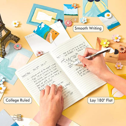 feela 8 Pack Soft Cover Journal Bulk, Notebooks College Ruled for Work, Lined Travel Journal for Women Men, Note Taking Notebook School Supplies Business Writing, 8.2” x 5.5”, A5, Yellow