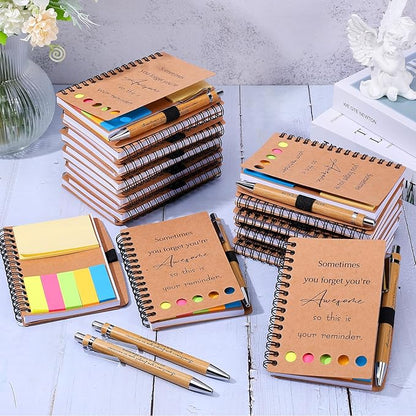 20 Sets Employee Appreciation Gifts Inspirational Spiral Notebooks with Sticky Notes Notepads Motivational Bamboo Ballpoint Pens for Nurse Coworker Teacher (SOMETIMES)