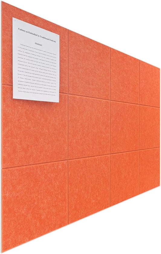 Large Felt Bulletin Board(48" x 36"),Cork Board Alternative,12 Pack Felt Wall Tiles with Safe Removable Adhesive Tabs,Notice Pin Board/Message Board/Vision Board for Office, School & Home