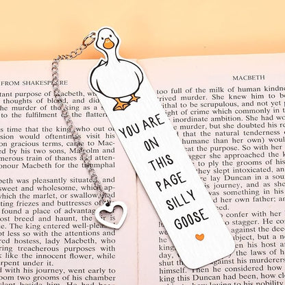 Book Marks for Reading Women Men, Funny Bookmarks for Book Lovers Women, Metal Bookmark, Book Accessories, Cute Back to School Supplies, Silly Goose Gifts, Birthday Christmas Gifts Goose Themed Gifts