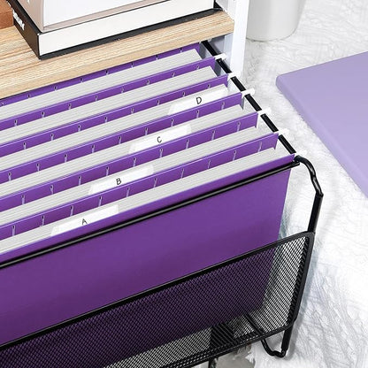 SUNEE 25 Pack Hanging File Folders, Purple Folders, Hanging File Folders Letter Size with 1/5-cut Tabs, Stay Organized for Your Home and Office Bulk File and Documents