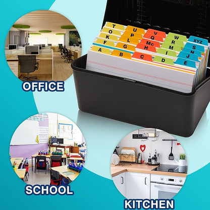 Chell 5x8 Plastic Index Card Dividers, Heavyweight Poly Index Card Guides A-Z for Flash Cards and Recipe Cards, with Alphabetical/Blank Stickers, Pack of 50