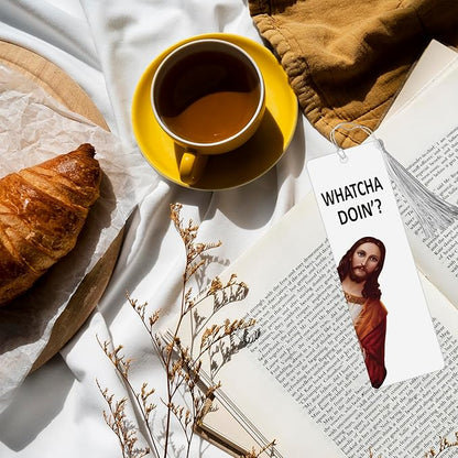 8 Pack Peeking Jesus Bookmark, Peeking Jesus is That Smut Bookmark, Peeking Jesus I Saw That Bookmark, Whatcha Doin'? (Silvery)