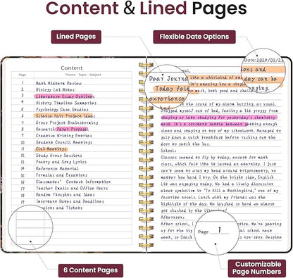 Lined Spiral Journal Notebook for Women, A5 College Ruled Journals for Writing, Hardcover Notebooks for Work, Note taking and Office School Supplies,140 Pages - Pink Buds