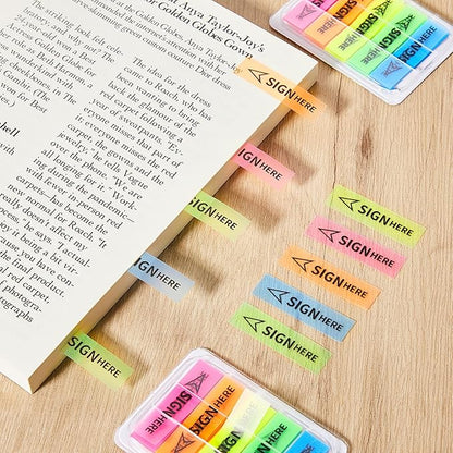 Teling 2000 Pcs/ 20 Packs Sign Here Sign Date Tabs Stickers Colored with Dispenser Arrow Flag Tabs with Dispenser Easy to Post for Notary Books Paper(Elegant Style)