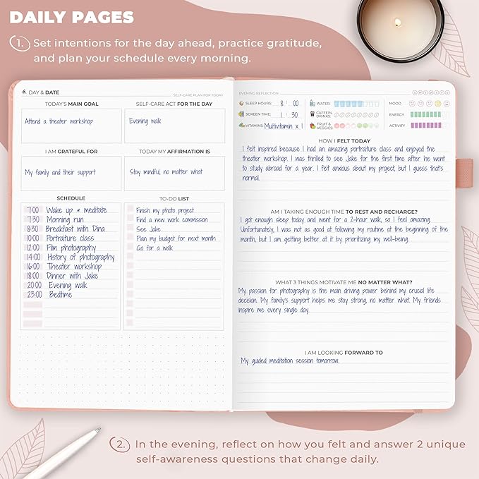 Clever Fox Self-Care Journal – Daily Reflection Notebook – Mental Health & Personal Development Planner, Meditation & Mood Log, A5 (Light Pink)