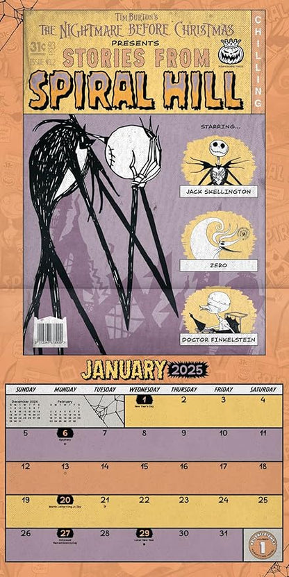 Disney Nightmare Before Christmas Calendar 2025 - Deluxe 2025 Jack Skellington Collector's Edition Wall Calendar Bundle with Decals & Over 100 Calendar Reminder Stickers (NBC Gifts, Office Supplies)