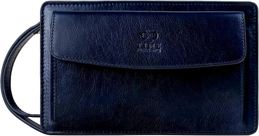 Time Resistance Leather Clutch for Men Organizer Wrist Bag Briefcase Handmade in Italy Gift Box Included